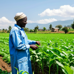 **

"A Burundian farmer, fully clothed in modest work attire, examining healthy crops in a lush, green field. The background shows a community working together on irrigation systems. Perfect anatomy, correct proportions, natural pose, well-formed hands, proper finger count, natural body proportions, professional photography, high quality, safe for work, appropriate content, fully clothed, professional, family-friendly."

**
