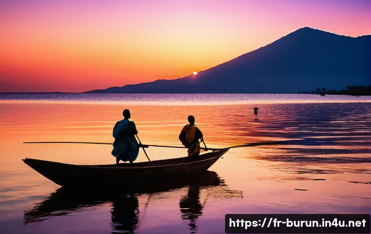 부룬디에서 가능한 액티비티 - **A serene and captivating scene of Lake Tanganyika at sunset.** The deep blue waters of the lake re...